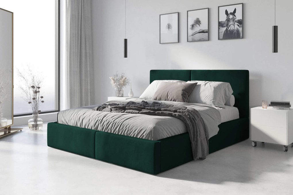 BMS GROUP Čalúnená posteľ HILTON 180x200cm výklopná smaragdová