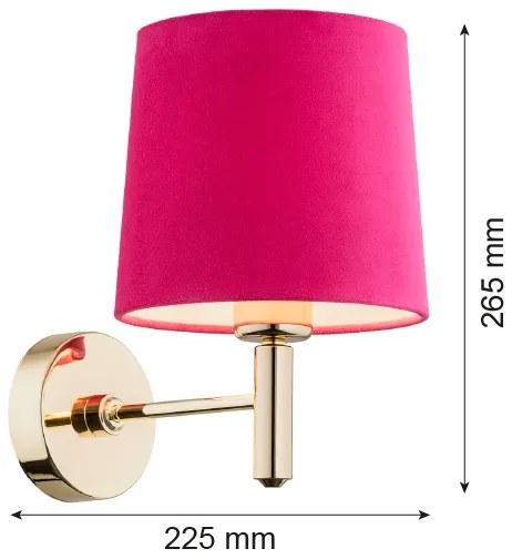 Argon 4349 - Nástenná lampa PONTE 1xE27/15W/230V ružová/mosadz