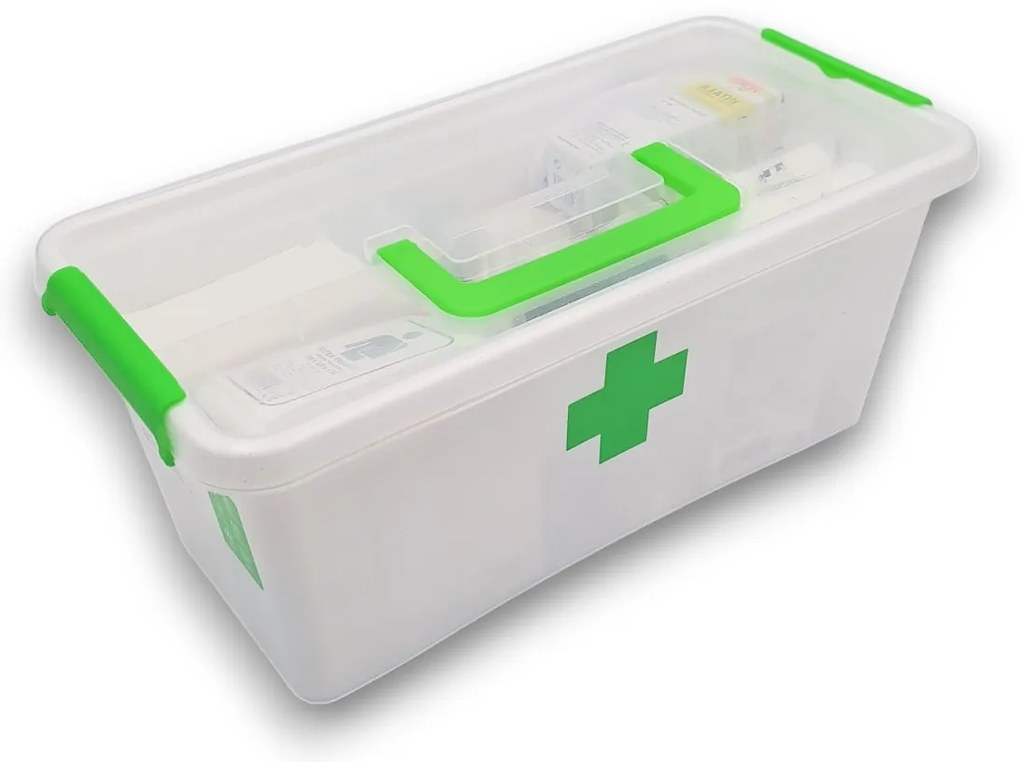 ALTOM Lekárnička, úložný box na lieky s vnoreným organizérom, 2v1, s rúčkou, antibakteriálna, 8l