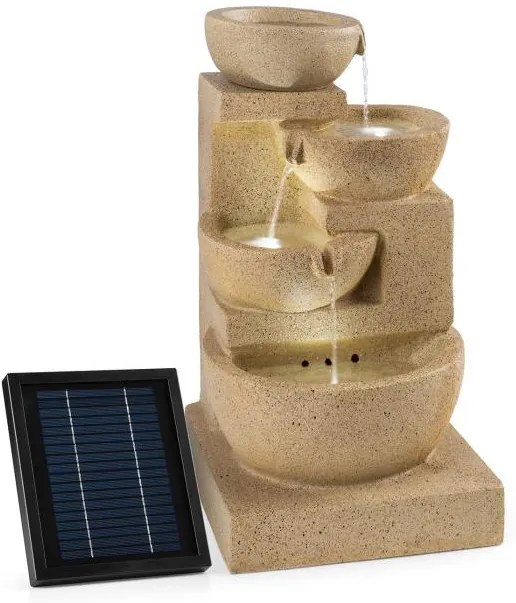 Blumfeldt Korinth, záhradná fontána, solárny panel, 3 W, LED, pieskovcová optika