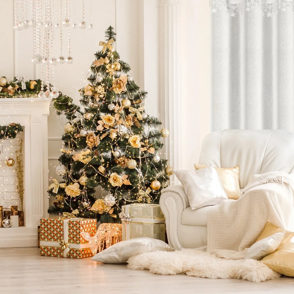 VIANOČNÁ ZÁCLONA NA KRÚŽKOCH XMAS 140X250 HVIEZDY