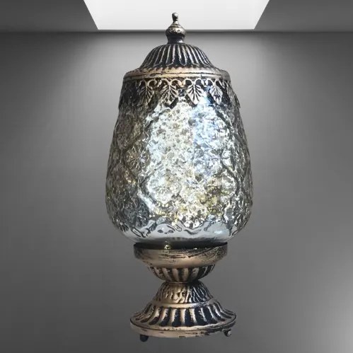 LED medený kov s patinou stolná lampa