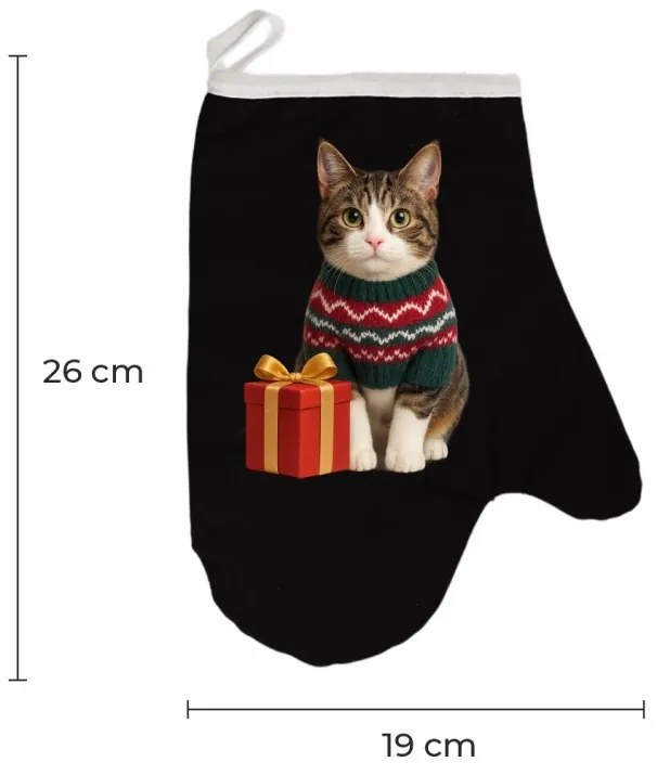 Vianočná kuchynská rukavica Meow EMI, hnedá