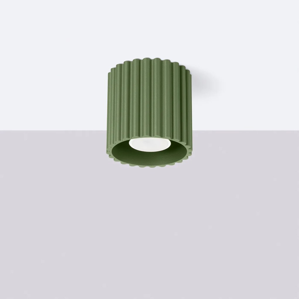 Stropné svietidlo Aura, 1x olivovo zelené hliníkové tienidlo, (10 cm)