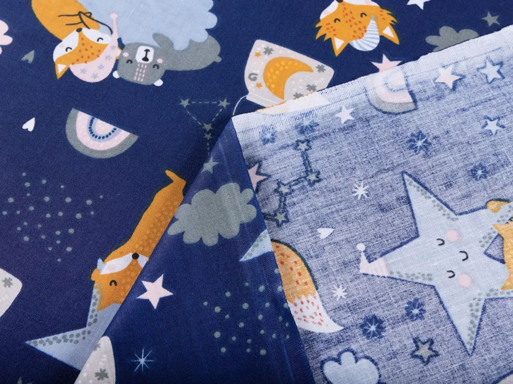 Biante Detský bavlnený záves Sandra SA-281 Líšky na večernej oblohe 150x170 cm