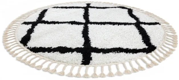 Koberec BERBER CROSS kruh biely Fredzle berber marokánsky