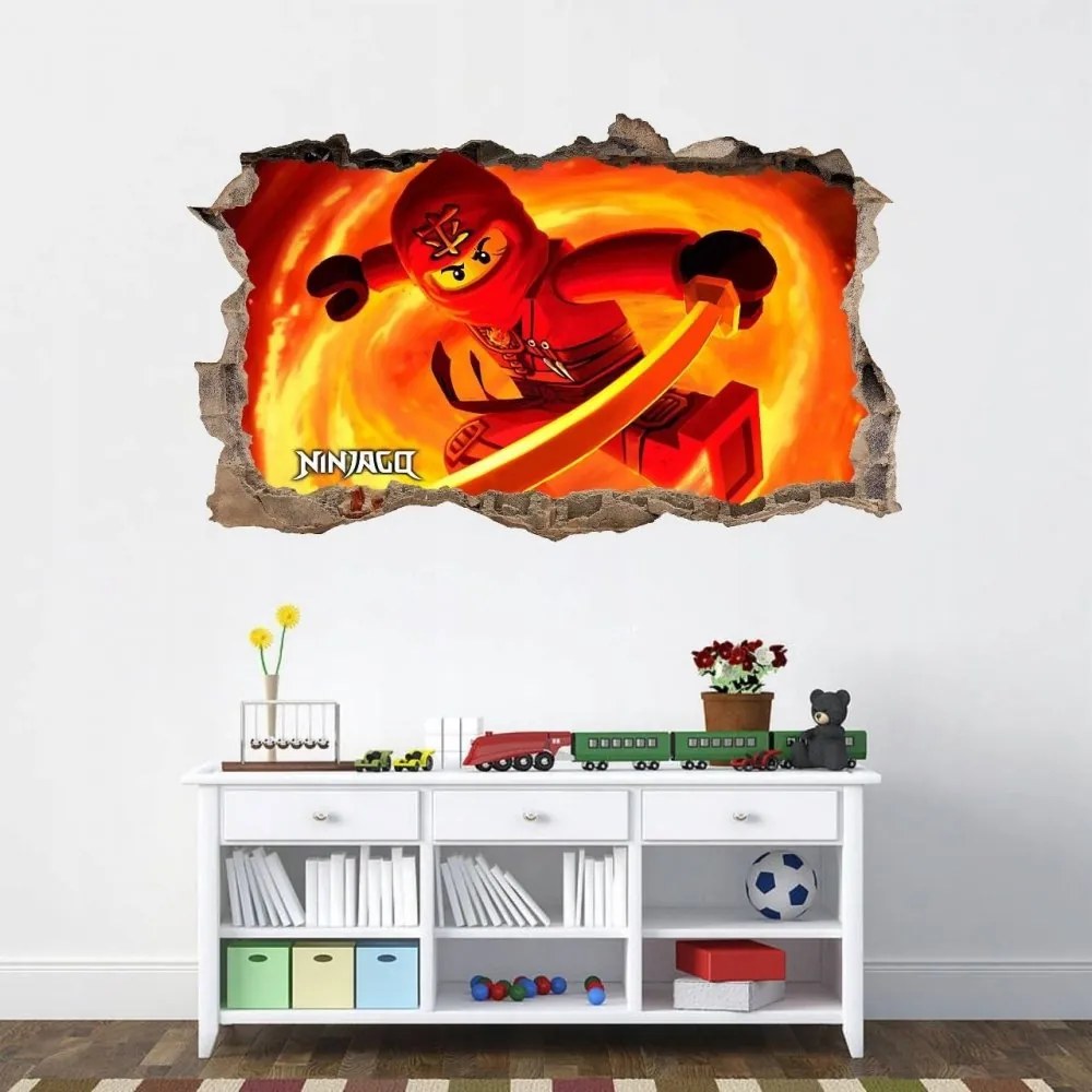 Nálepka na stenu červený ninja go 120 x 74 cm