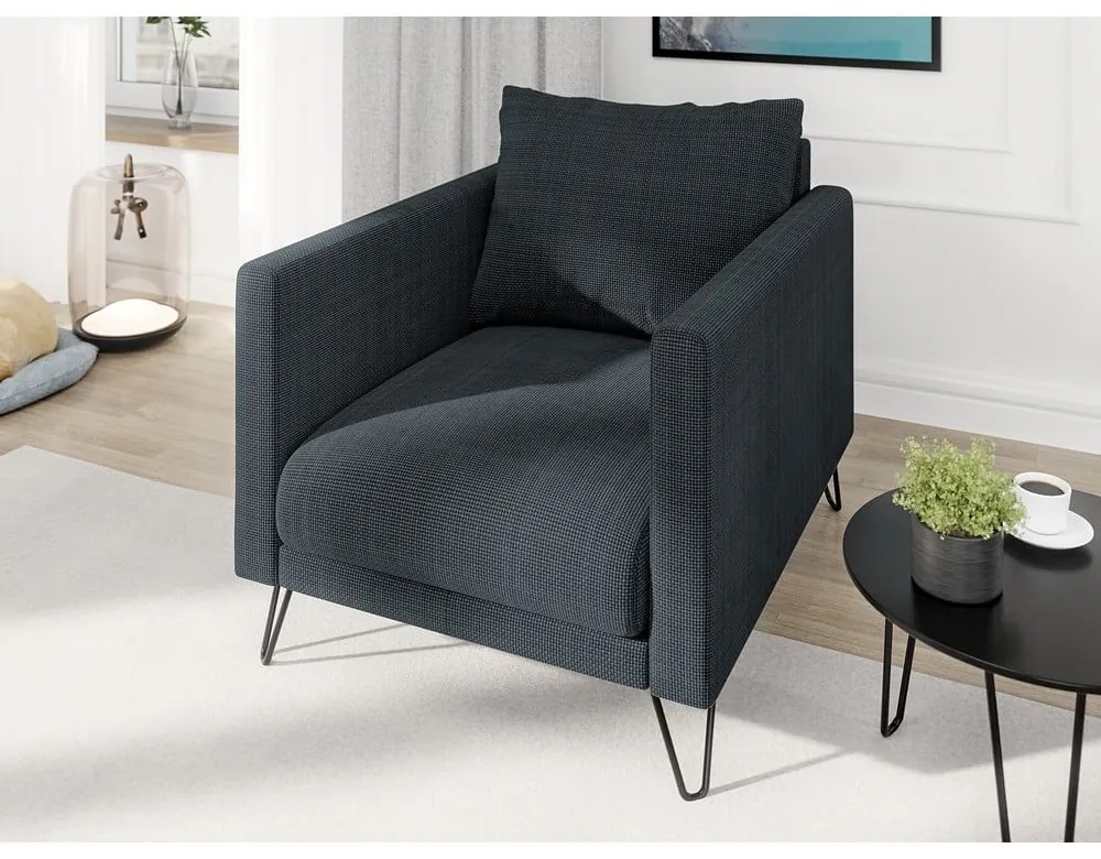 Tmavosivé ženilkové kreslo Freya – Ropez