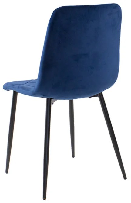 Dekorstudio Zamatová jedálenská stolička KARO tmavo modrá - čierne nohy