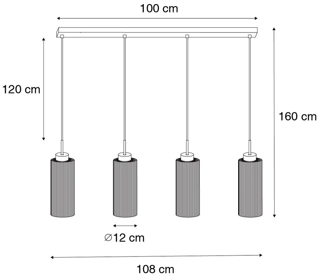 Art Deco závesné svietidlo zlaté so sklom 4-svetlo - Laura