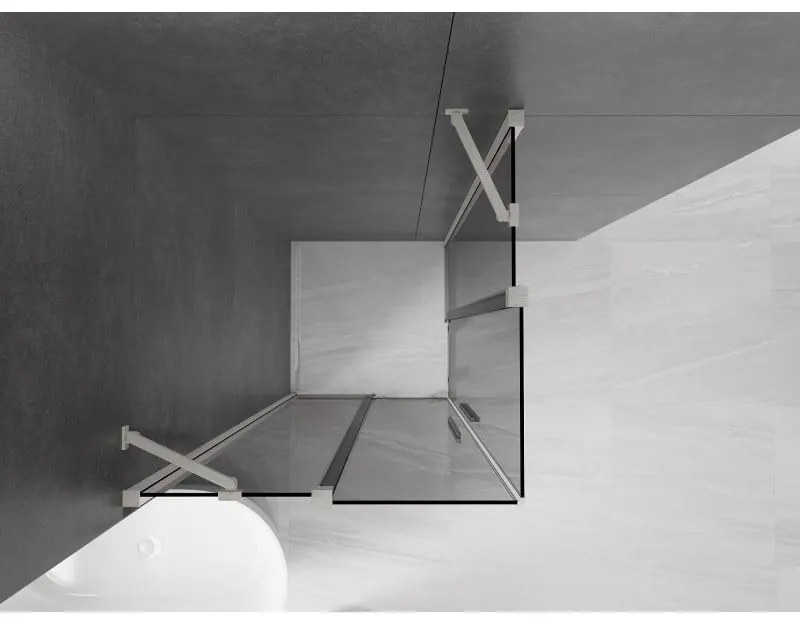 Mexen Velar Duo, sprchový kút s posuvnými dverami 90 x 90 cm, 8mm šedé sklo, brúsená oceľ, 871-090-090-42-97