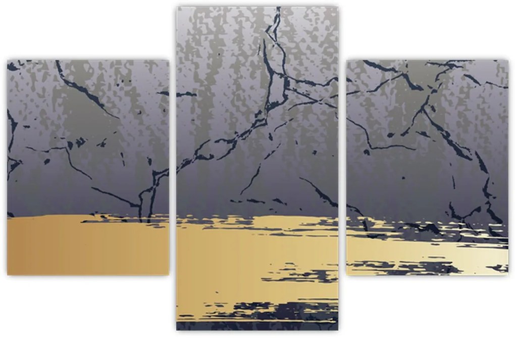 Obraz - Modrá a zlatá abstrakcia N⁰1 (90x60 cm)