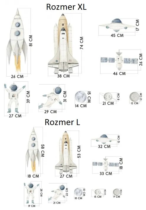 Nálepky na stenu, Rakety a astronauti