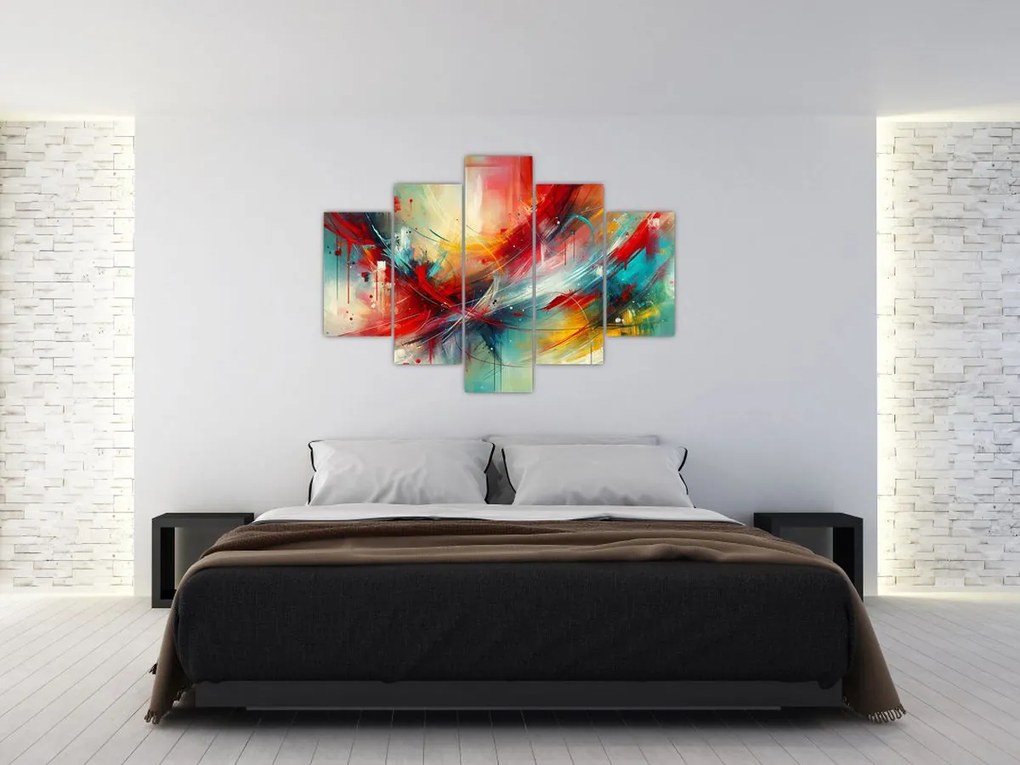 Obraz – Abstrakcia s červenou (150x105 cm)