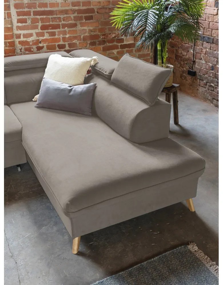 Svetlohnedá zamatová rozkladacia rohová pohovka do "U" (pravý roh) Sweet Harmony – Miuform