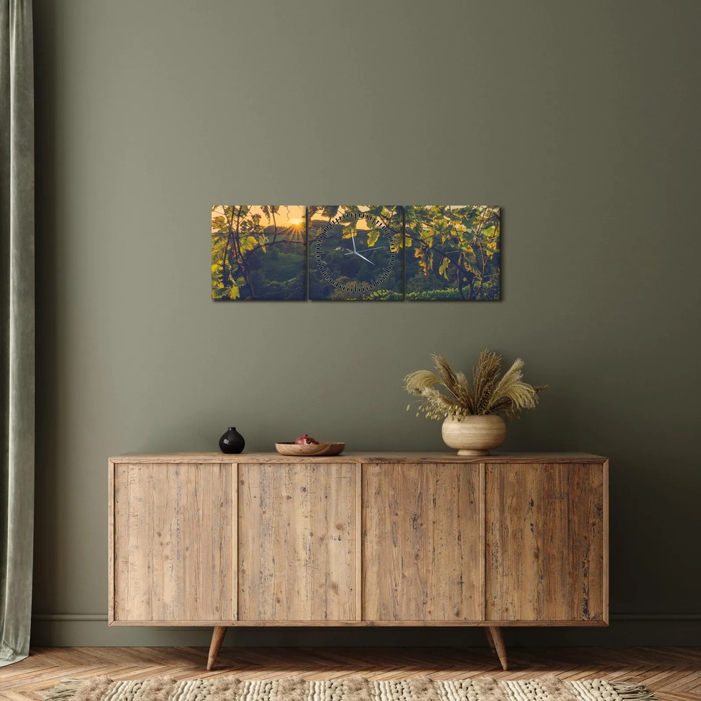 Obraz - Vinice (s hodinami) (90x30 cm)