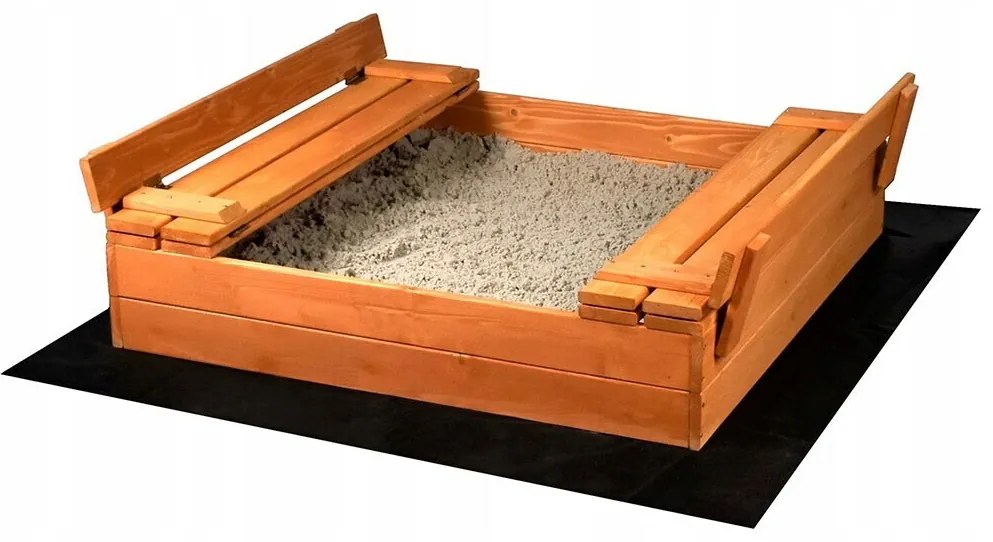 Detské drevené pieskovisko s poklopom a lavičkami Baby Mix 100 x 100 cm