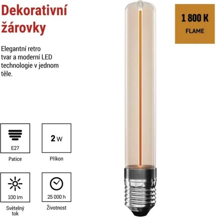 LED žiarovka DECO FLAME T30 teplá biela