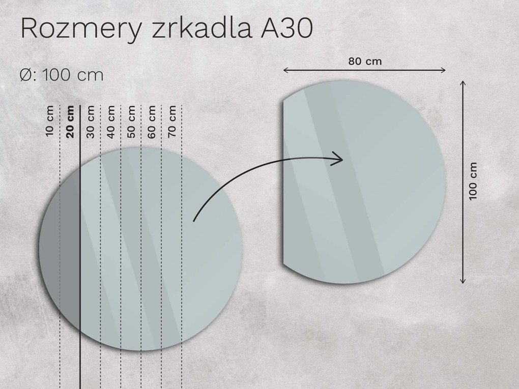 Atypické zrkadlo do kúpeľne s LED osvetlením A30 50x10