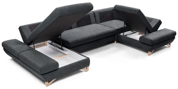 Rozkladacia rohová čalúnená sedacia súprava s úložným priestorom v tvare U AVESTA antracit