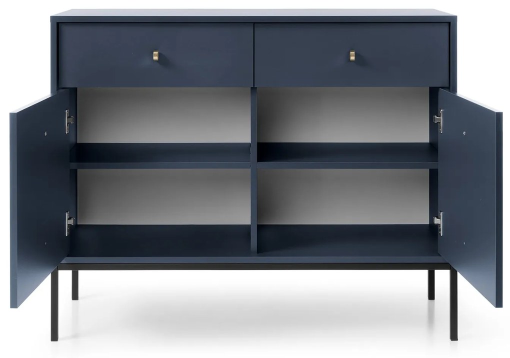 Komoda Mono II 104 cm so zásuvkami modrá/čierna