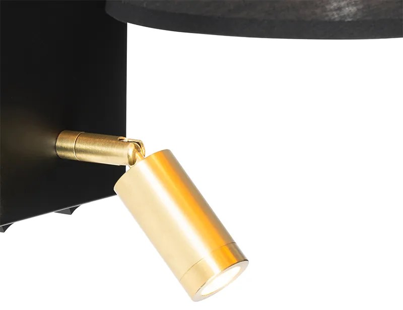 Moderná nástenná lampa čierna a zlatá s lampou na čítanie - Renier
