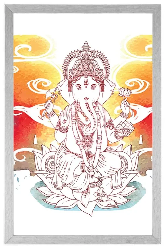 Plagát hinduistický Ganéša - 20x30 black