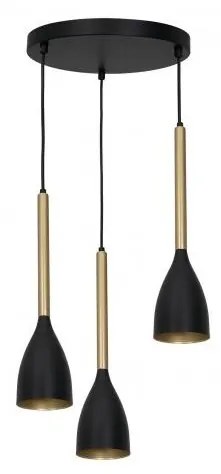 Luster na lanku ISTAPPAR 3xE27/60W/230V čierna/zlatá
