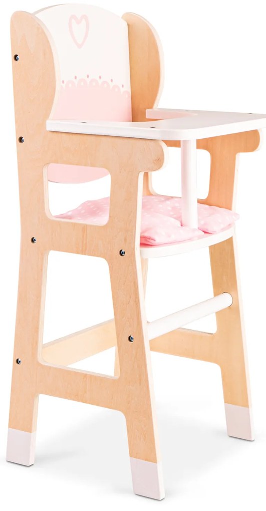 Drevená jedálenská stolička pre bábiky s vankúšikom