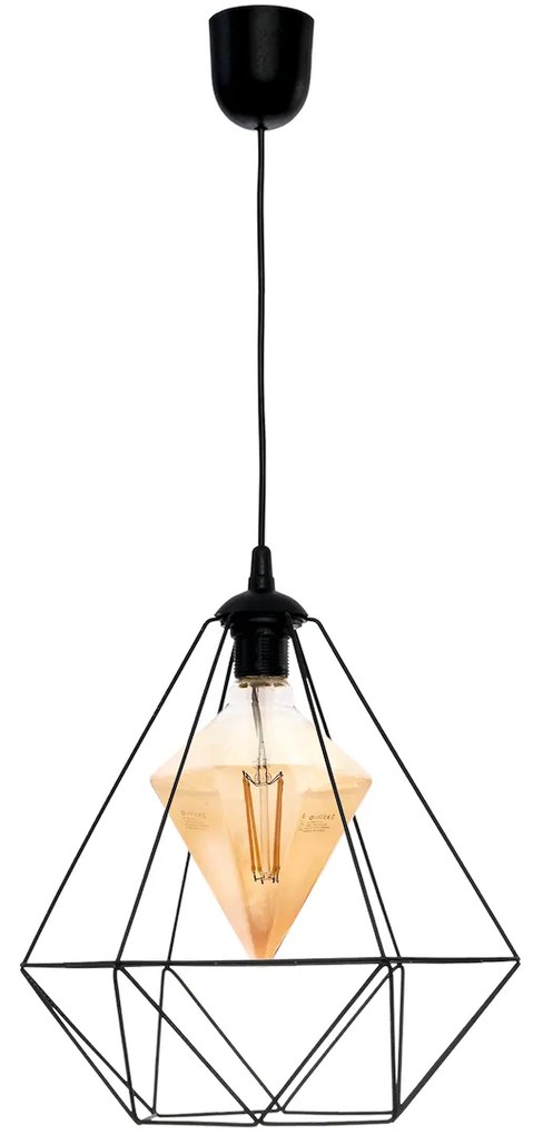 Závesné svietidlo Alambre, 1x čierne drôtené tienidlo, b