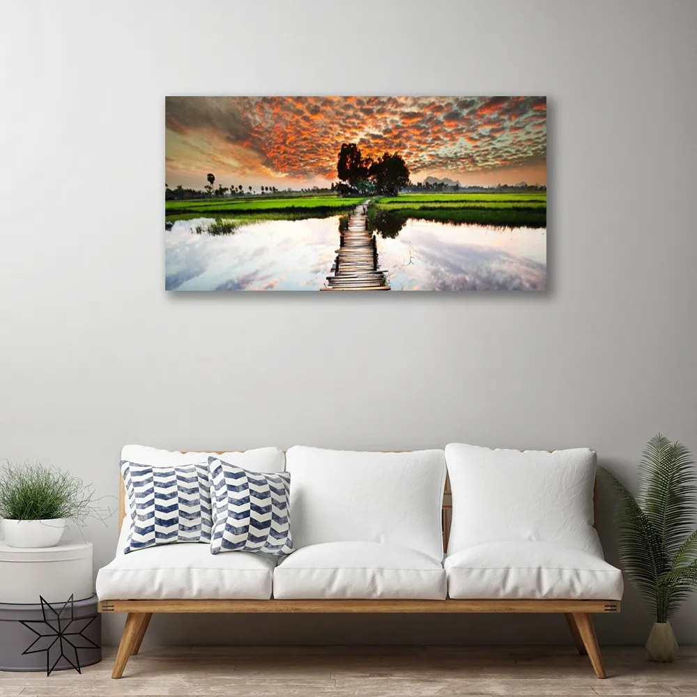 Obraz na plátne Most jazero príroda 140x70 cm