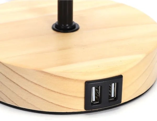 Aigostar - Stolná lampa s USB portom 1xE27/40W/230V béžová