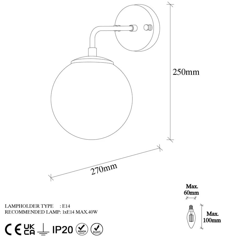 Biele/v mosadznej farbe nástenné svietidlo ø 15 cm Viran – Opviq lights