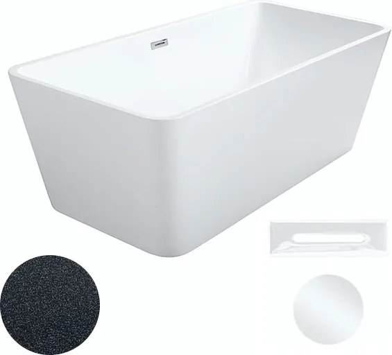 Besco Akrylátová voľne stojaca vaňa Evita Glam G 160x80 BESCO-Typ výpuste: Click-Clack s prepadom, grafit, BESCO-Rozmery: 160x80, BESCO-Farba: Biela/…