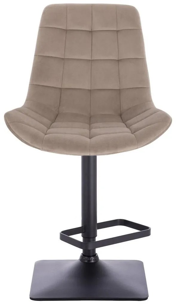 LuxuryForm DESIGN Barová stolička PARIS VELUR na čiernej hranatej podstave - latte