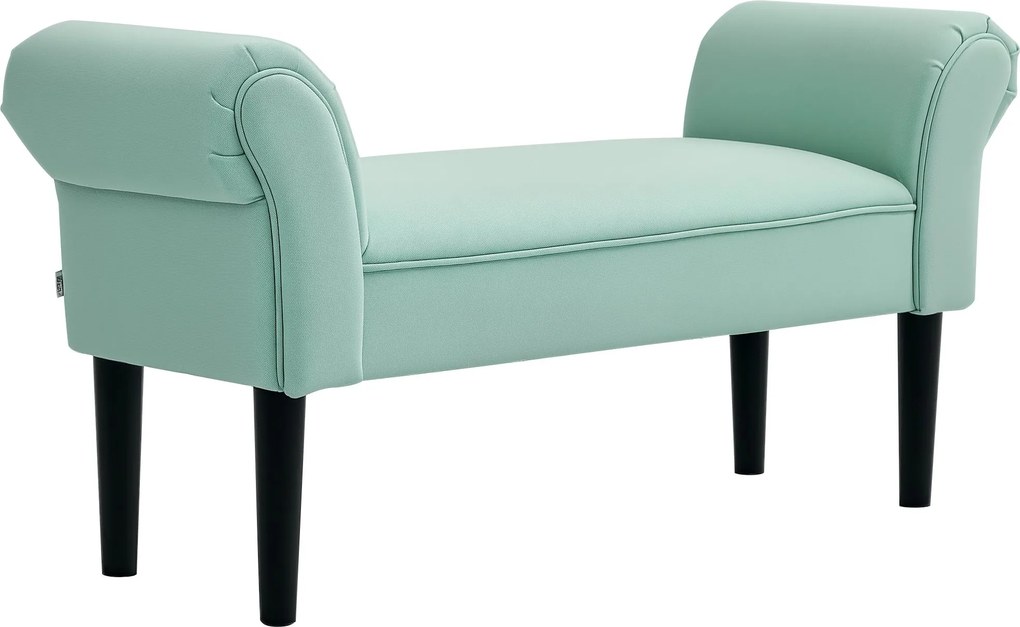HOMCOM Lavička na posteľ, čalúnená lavička, sedenie, chodbičková lavička do spálne, nosnosť až 130 kg, plachtovina, zelená, 102 x 36 x 51 cm | Aosom