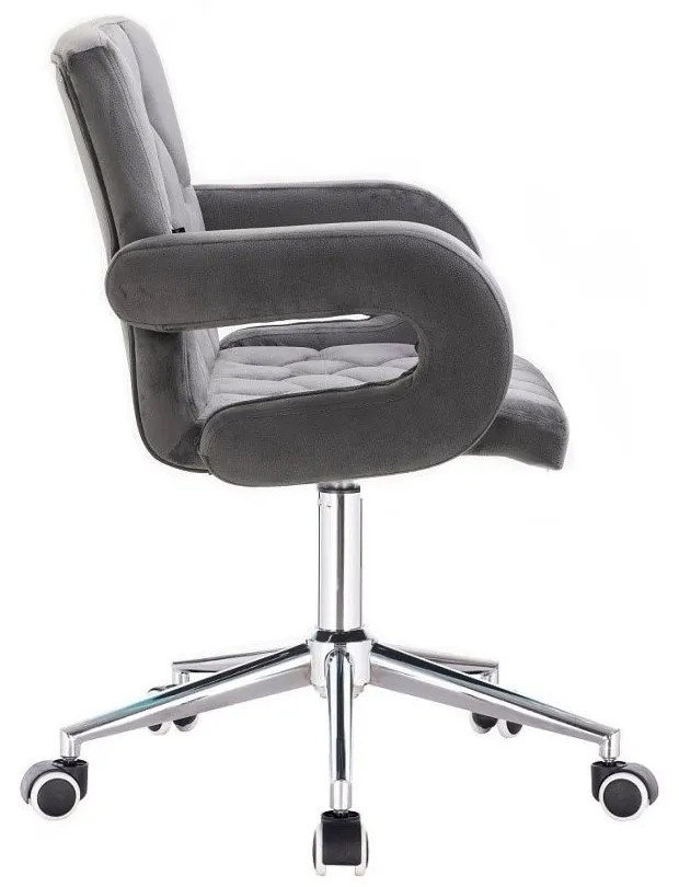 LuxuryForm DESIGN Stolička BOSTON VELUR na striebornej podstave s kolieskami - šedá