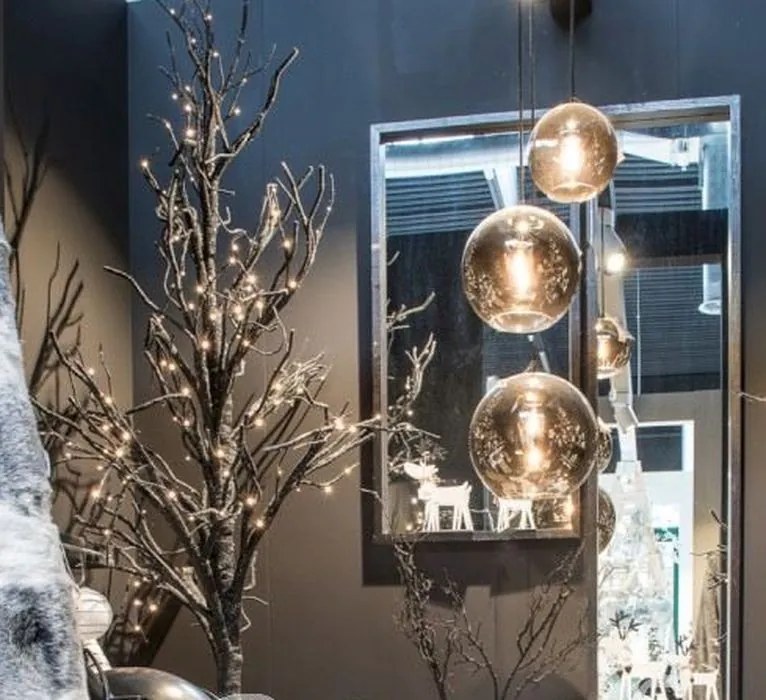 Dekorácia čierny svietiaci stromček Tree Bare Led glitt - 53*48*92 cm
