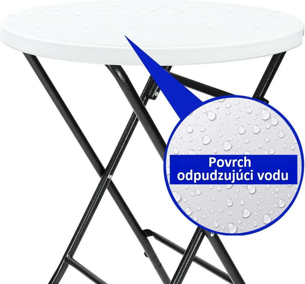 Plastový párty stôl LYDA, Ø72x110cm, biela Casaria