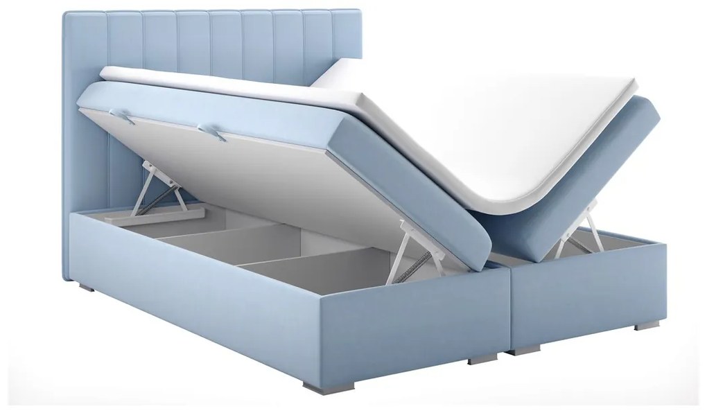 Manželská posteľ Boxspring 140 cm Ranaly (modrá) (s úložným priestorom). Akcia -20%. Vlastná spoľahlivá doprava až k Vám domov. 1020353