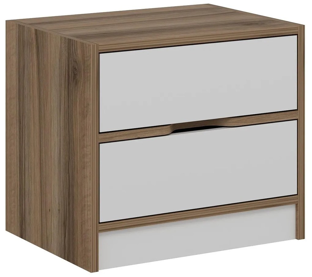 Nočný stolík Erich (orech + biela) . Akcia -17%. Vlastná spoľahlivá doprava až k Vám domov. 1102094