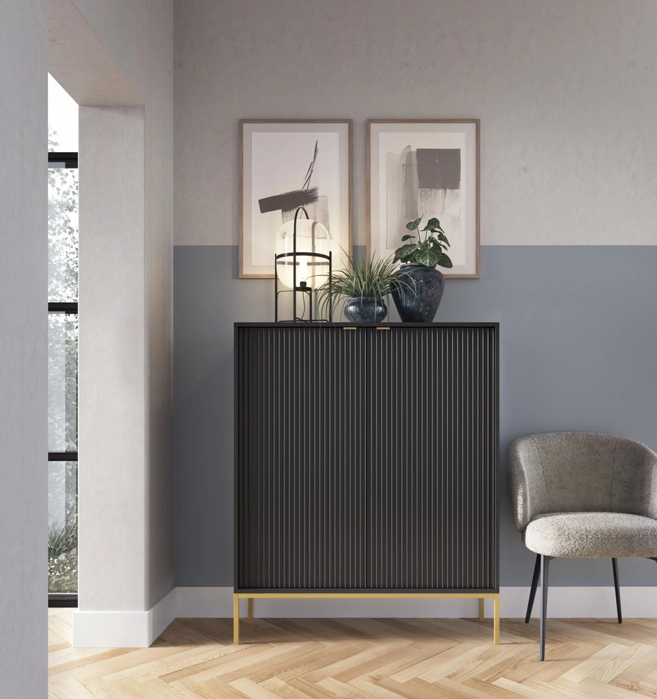 Komoda Nova 104 cm čierna/zlatá
