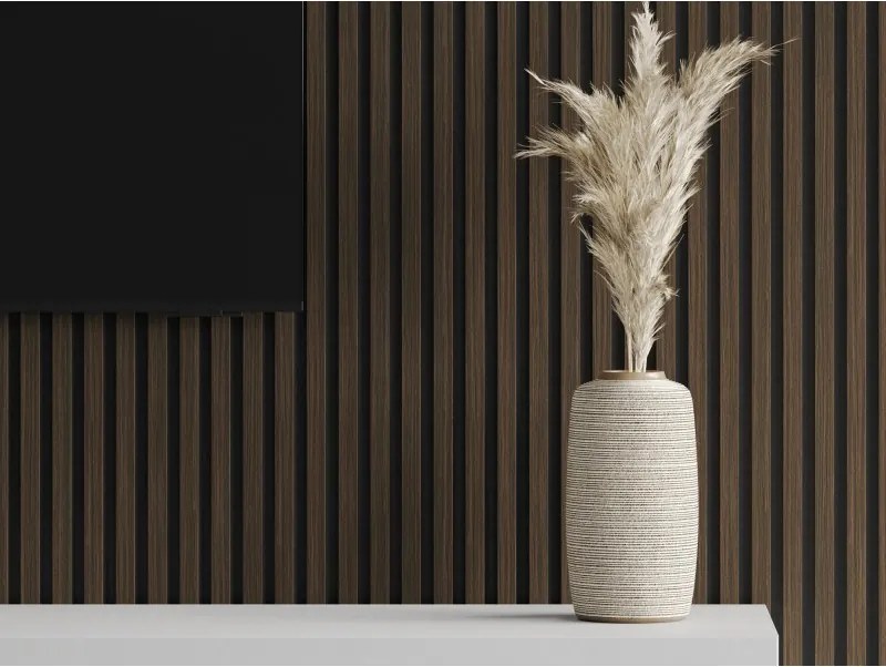 Mexen Lam-F, akustické stenové lamely 275 × 30 cm, plstený podklad 8 mm, technická dyha, orech pálený, S105-275307-3015-024