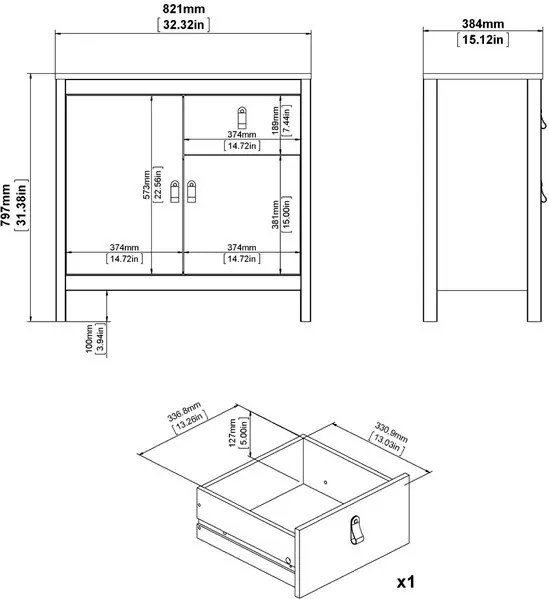 KOMODA TWO REE 82 cm II bílá