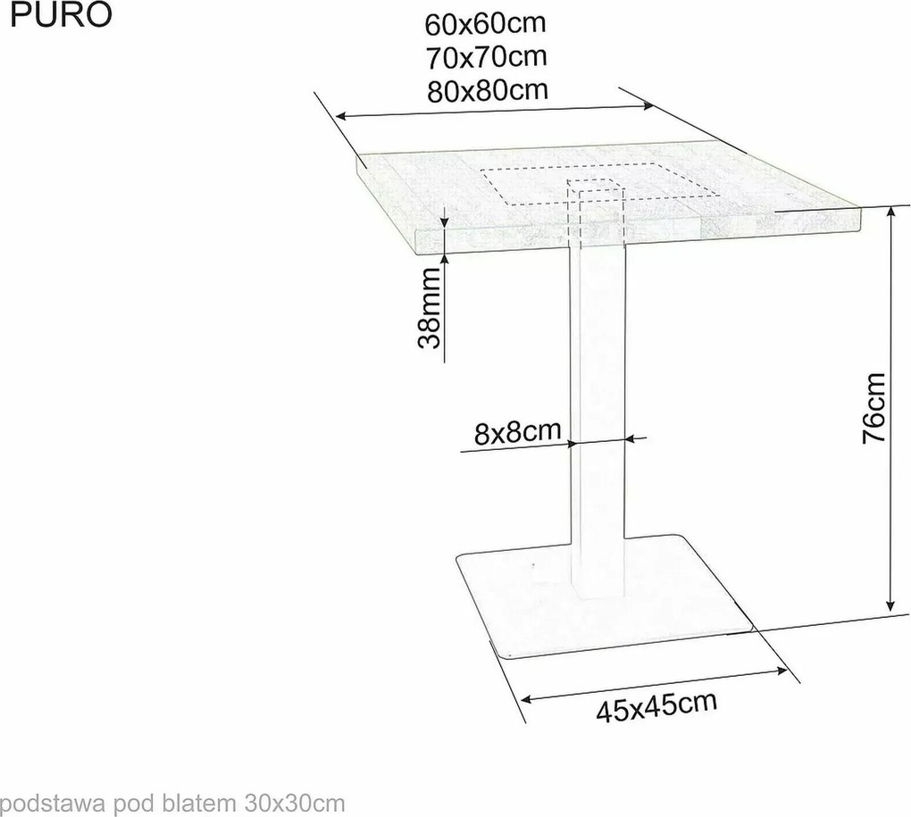 AKCIA Čierny jedálenský stôl s doskou v dekore dub PURO 60x60 II. akosť