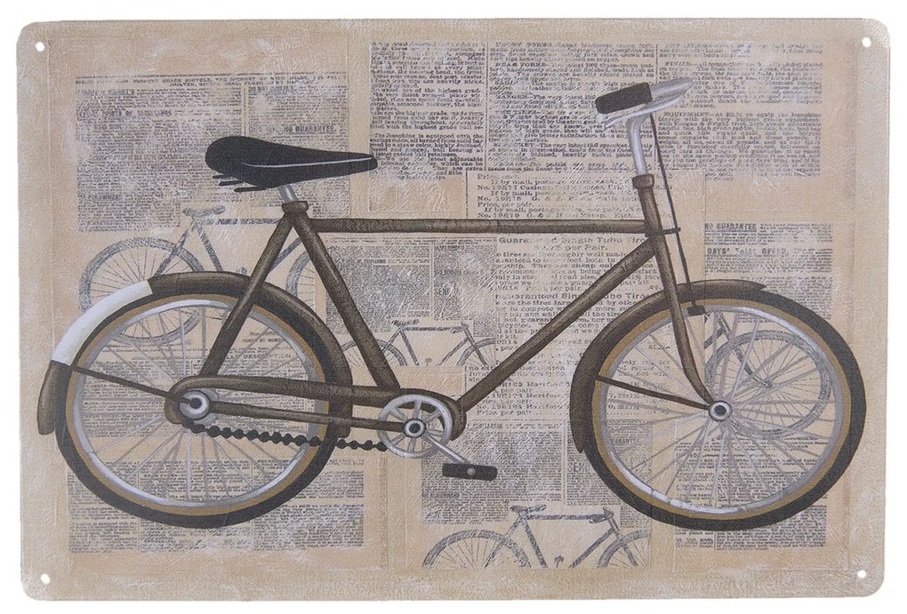 Kovová stredne veľká retro ceduľa s bicyklom - 20 * 30 cm
