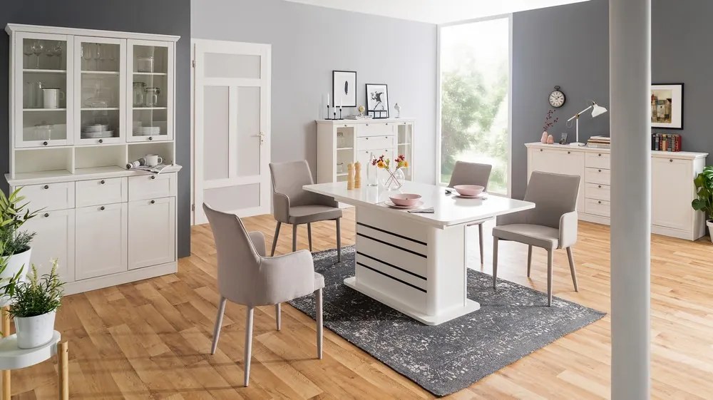 Široká úložná vitrína Landwood, biela