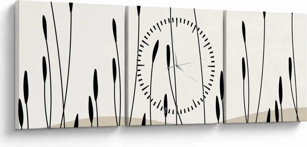 Obraz - Grafická lúka N⁰3 (s hodinami) (90x30 cm)
