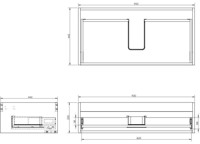 Mexen Rivel, kúpeľňová skrinka 90 cm, 1 zásuvka, drážkovaná, biela matná, 91A20-09023-1-BF01