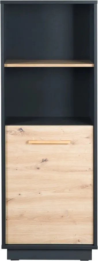 Detská knižnica v dekore duba v antracitovo–prírodnej farbe 55x150 cm Lenn – Roba